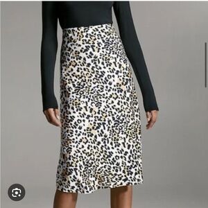 Babaton Leopard Slip Satin Midi Skirt